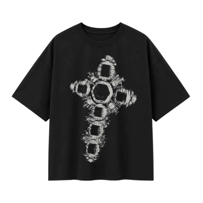 T-shirt oversize imprimé Croix, à plat