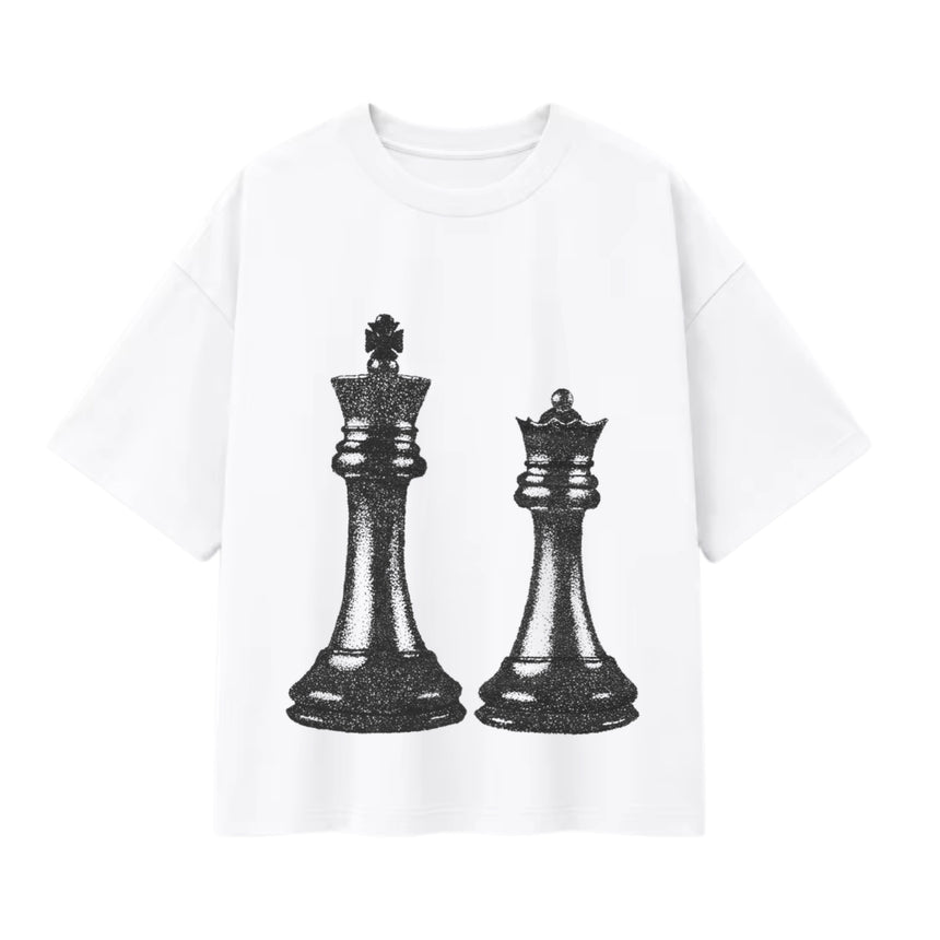 T-shirt oversize imprimé Échecs, à plat
