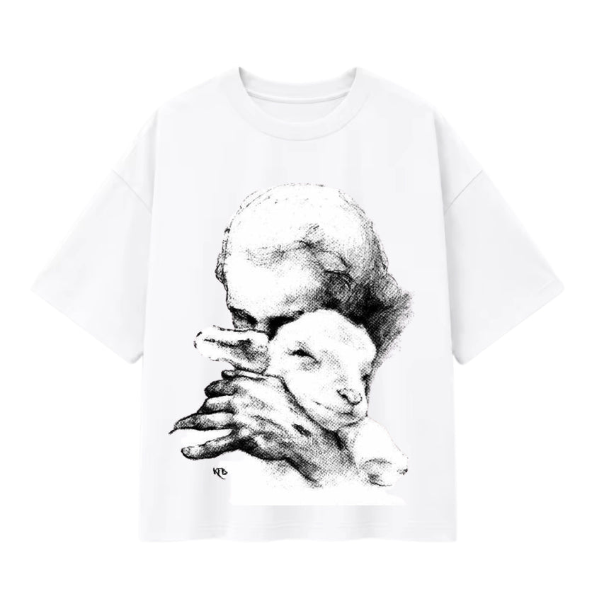 T-shirt oversize imprimé Agneau, à plat